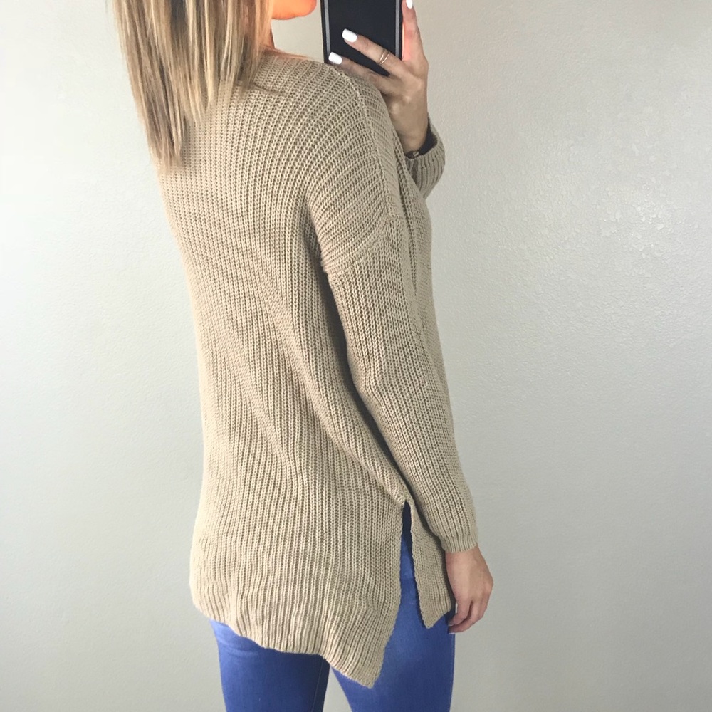 -Nude V Neck Knit Sweater- - Picture 4 of 5